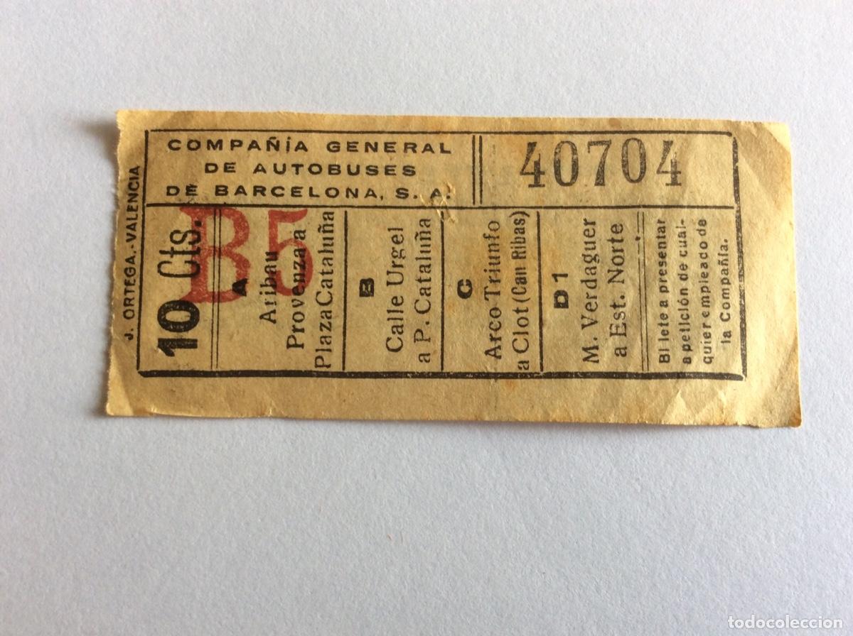 Colecionismos Bilhetes de Transporte: BILLETE CAPIC&Uacute;A AUTOB&Uacute;S 10 CTS B5 COMPA&Ntilde;&Iacute;A GENERAL DE AUTOBUSES DE BARCELONA S.A.