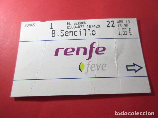 Colecionismos Bilhetes de Transporte: REF: TAR_RENFE_FEVE01 - TARJERA RENFE FEVE CERCANIAS - ASTURIAS - SENCILLO - EL BERRON