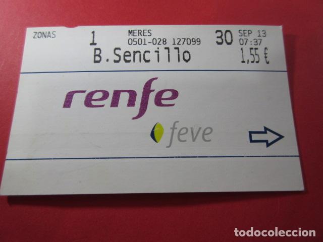 Colecionismos Bilhetes de Transporte: REF: TAR_RENFE_FEVE01 - TARJERA RENFE FEVE CERCANIAS - ASTURIAS - SENCILLO - MERES