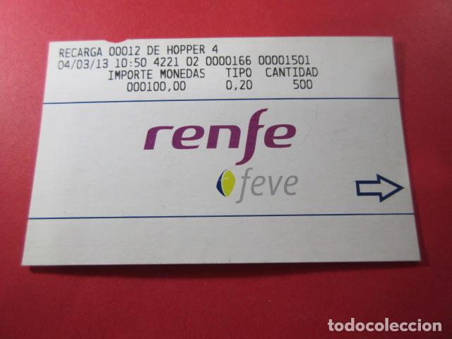 Coleccionismo billetes de transporte: REF: TAR_RENFE_FEVE01 - TARJERA RENFE FEVE CERCANIAS - ASTURIAS - RECARGA DE HOPPER