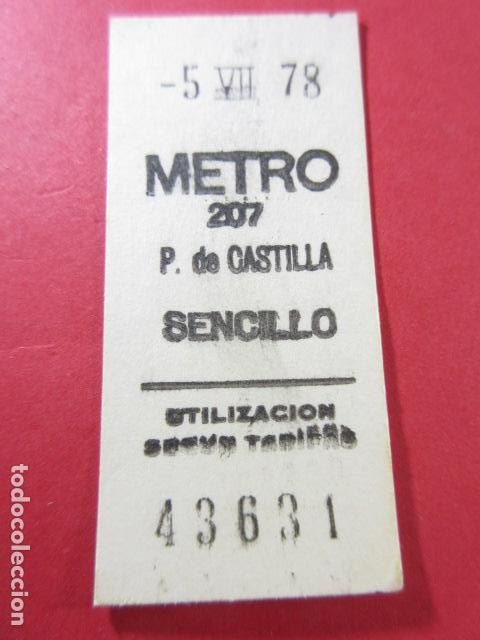 Collectables Transport Tickets: METRO DE MADRID - REF: REFMM01 - P. DE CASTILLA 207