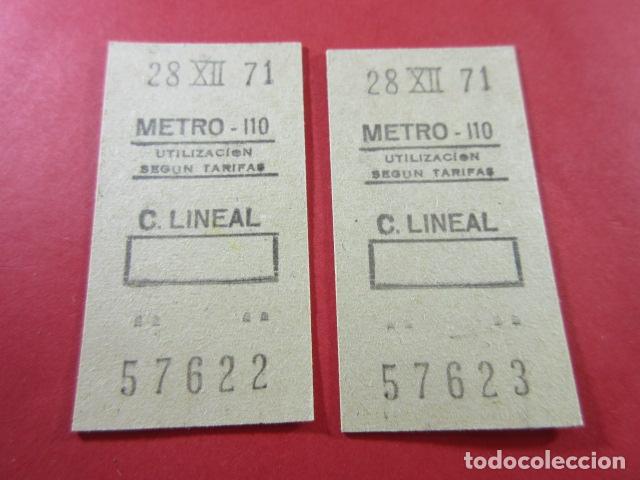 Collectables Transport Tickets: METRO DE MADRID - REF: REFMM01 - ESTACION C. LINEAL 110 - CURIOSO DOS BILLETE NUMEROS CONSECUTIVOS