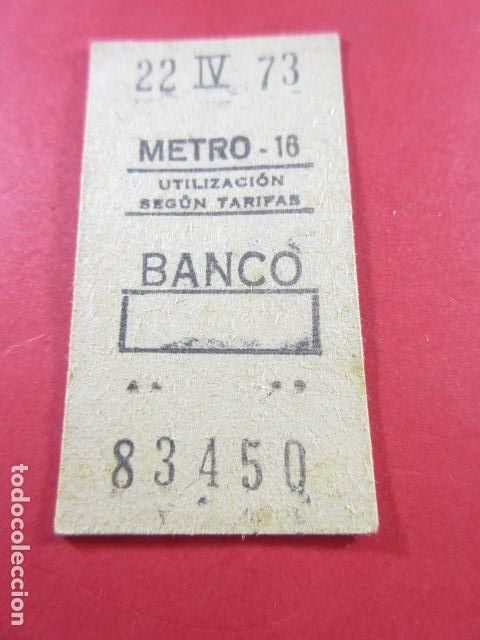 Collectables Transport Tickets: METRO DE MADRID - REF: REFMM01 - ESTACION BANCO 16
