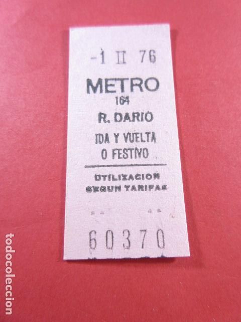 Collectables Transport Tickets: METRO DE MADRID - REF: REFMM01 - ROSA IDA Y VUELTA ESTACION R. DARIO 164
