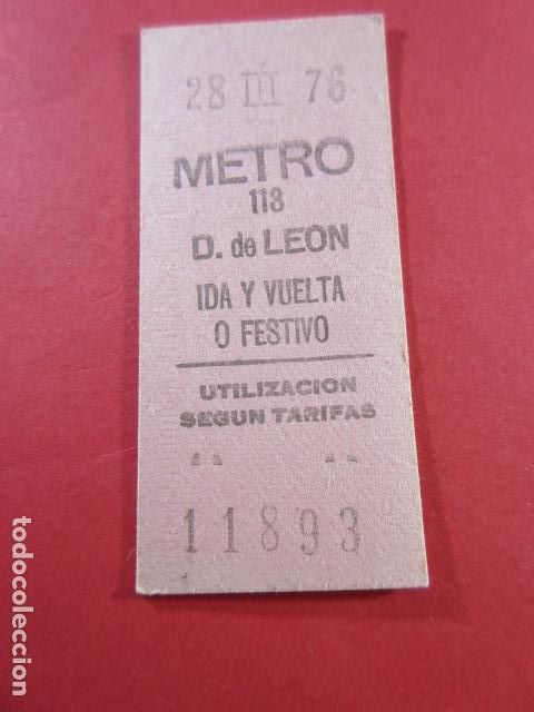 Collectables Transport Tickets: METRO DE MADRID - REF: REFMM01 - ROSA IDA Y VUELTA ESTACION D. DE LEON 113