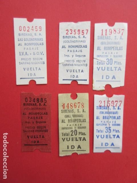 Collectionnisme Billets de transport: BARCELONA - LOTE 6 BILLETES DIFERENTES LAS SIRENAS GOLONDRINAS PUERTO DE BARCELONA