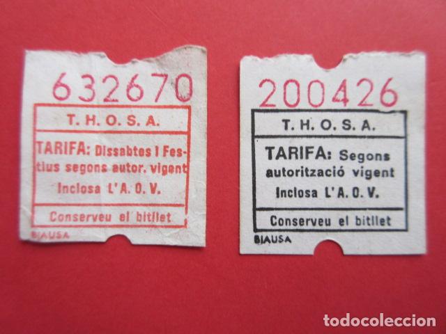 Coleccionismo Billetes de transporte: LOTE 2 BILLETES DE T.H.O.S.A.