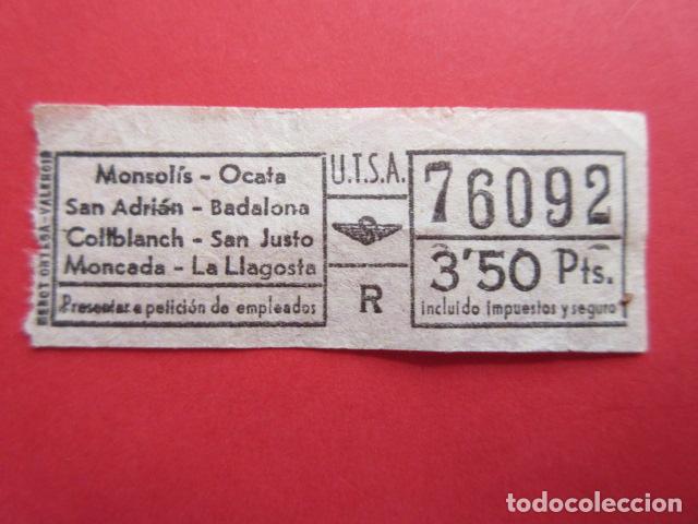Coleccionismo Billetes de transporte: BILLETE URBAS U.T.S.A URBANIZACIONES Y TRANSPORTES BARCELONA