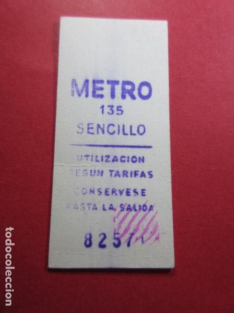 Collectables Transport Tickets: COLECCION METRO MADRID REFERENCIA: REFMM01 - SENCILLO - LETRA AZUL - 135 - (TEXTO EN 4 LINEAS)