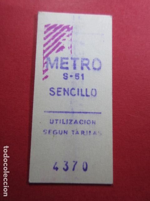 Colecionismos Bilhetes de Transporte: COLECCION METRO MADRID REFERENCIA: REFMM01 - SENCILLO - LETRA AZUL - S-51 - (TEXTO EN 2 LINEAS)