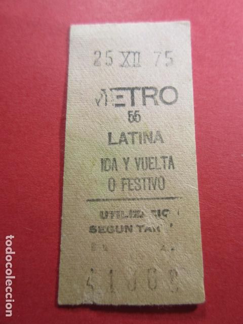 Colecionismos Bilhetes de Transporte: COLECCION METRO MADRID REFERENCIA: REFMM01 - ROSA - IDA VUELTA FESTIVO - LATINA 55