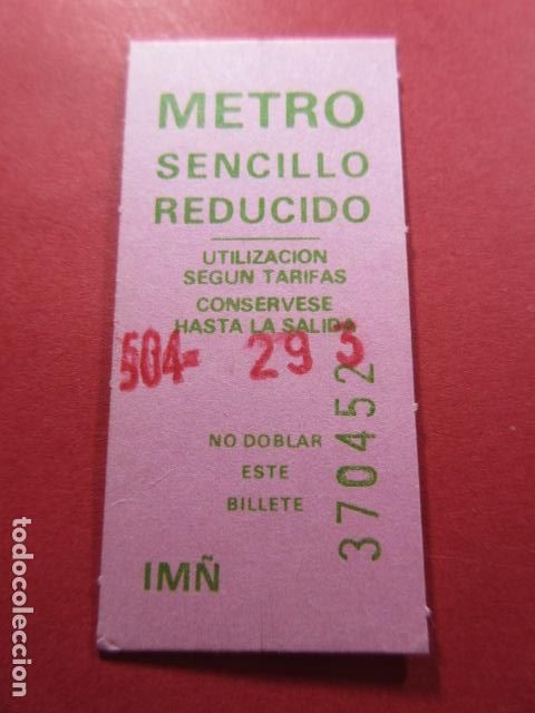 Colecionismos Bilhetes de Transporte: COLECCION METRO MADRID REFERENCIA: REFMM01 - ROSA - SENCILLO REDUCIDA LETRA VERDE IM&Ntilde;