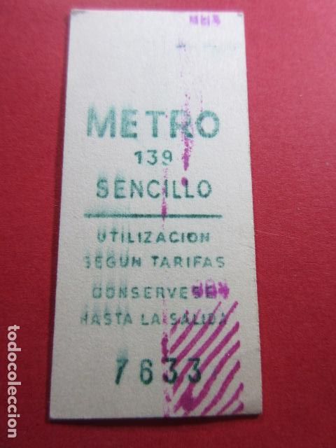 Colecionismos Bilhetes de Transporte: COLECCION METRO MADRID REFERENCIA: REFMM01 - BLANCO - SENCILLO LETRA VERDE - 139 - SERIE 4CIFRAS
