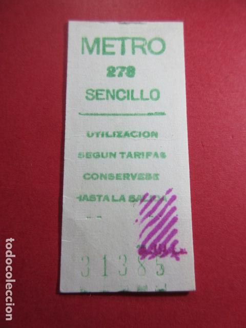 Collectables Transport Tickets: COLECCION METRO MADRID REFERENCIA: REFMM01 - BLANCO - SENCILLO LETRA VERDE - 278 - SERIE 5CIFRAS