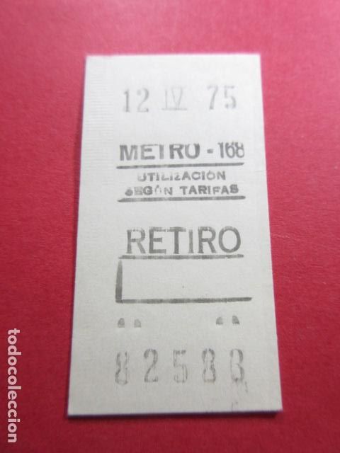 Collectables Transport Tickets: COLECCION METRO MADRID REFERENCIA: REFMM01 - RECTANGULO - RETIRO 168