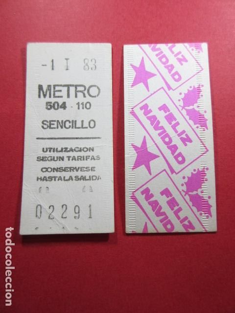 Collectables Transport Tickets: COLECCION METRO MADRID REFERENCIA: REFMM01 - SENCILLO 504 - 110 FELIZ NAVIDAD