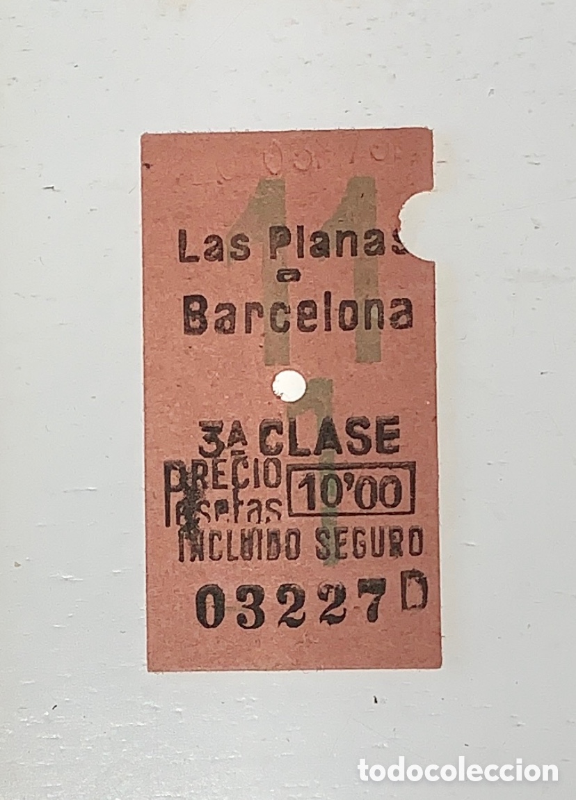 Collectables Transport Tickets: Las Planas - Barcelona // 3&ordf; clase // FC Sarri&aacute; // 1970