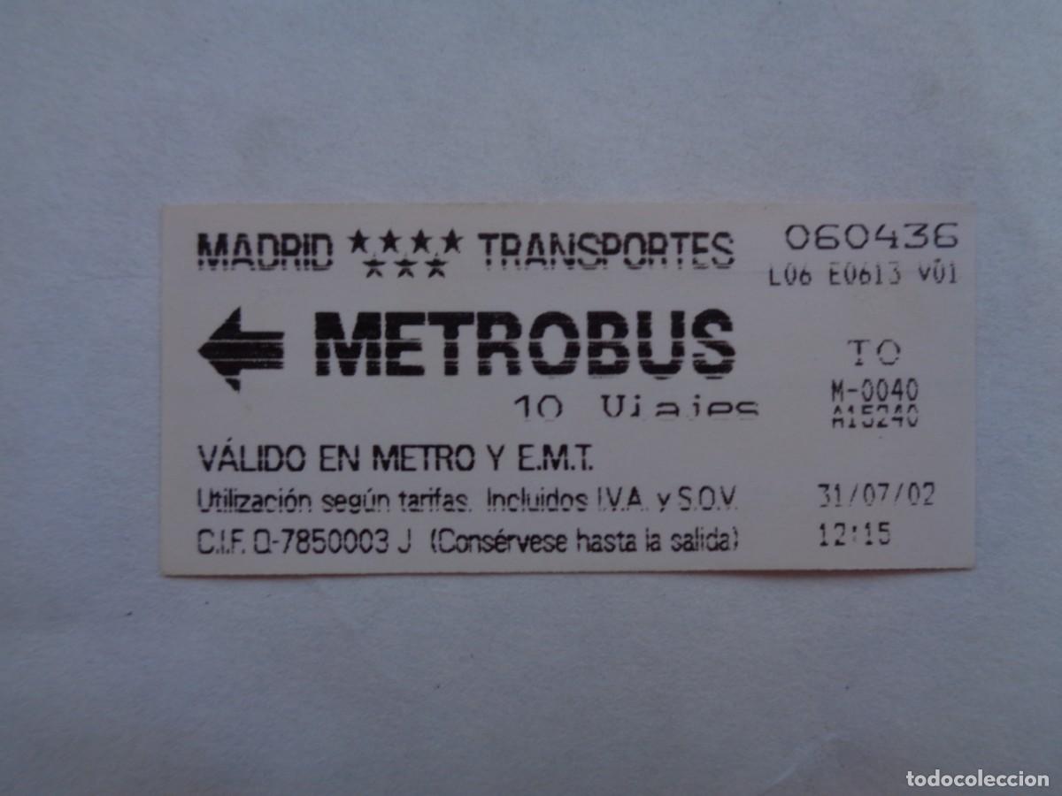 Collectables Transport Tickets: METRO Y AUTOBUSES DE TRANSPORTES DE MADRID : BILLETE DE METROBUS