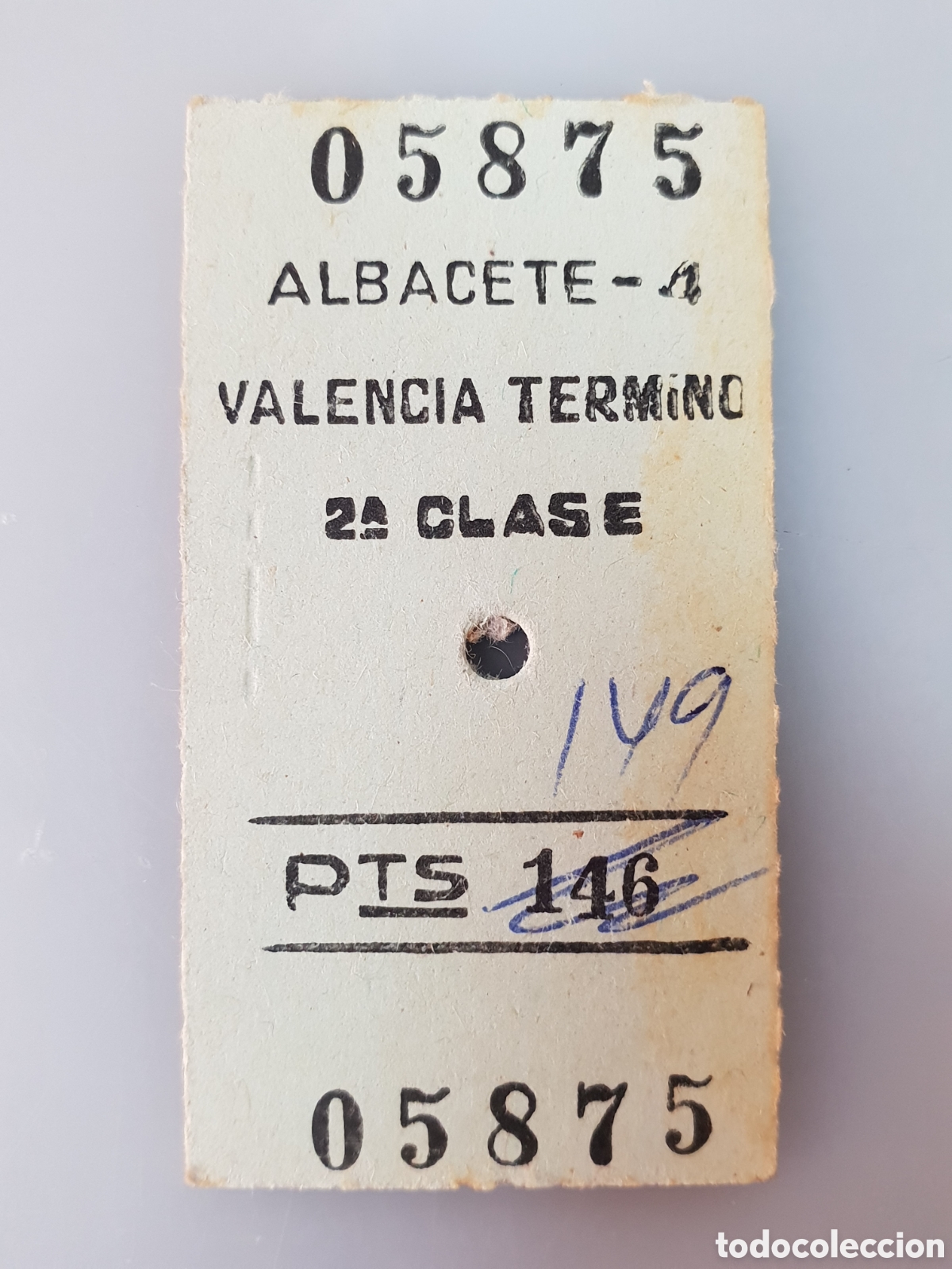 Collectionnisme Billets de transport: ■ BILLETE TREN .2&deg; CLASE. ALABACETE - 4 - VALENCIA TERMINO