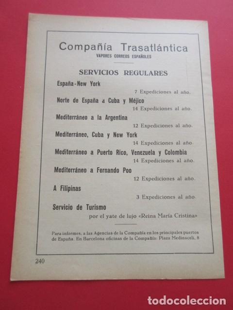Collectionnisme Billets de transport: PUPLICIDAD 1929 - COMPA&Ntilde;IA TRASATLANTICA VAPORES CORREOS SERVICIOES REGULARES