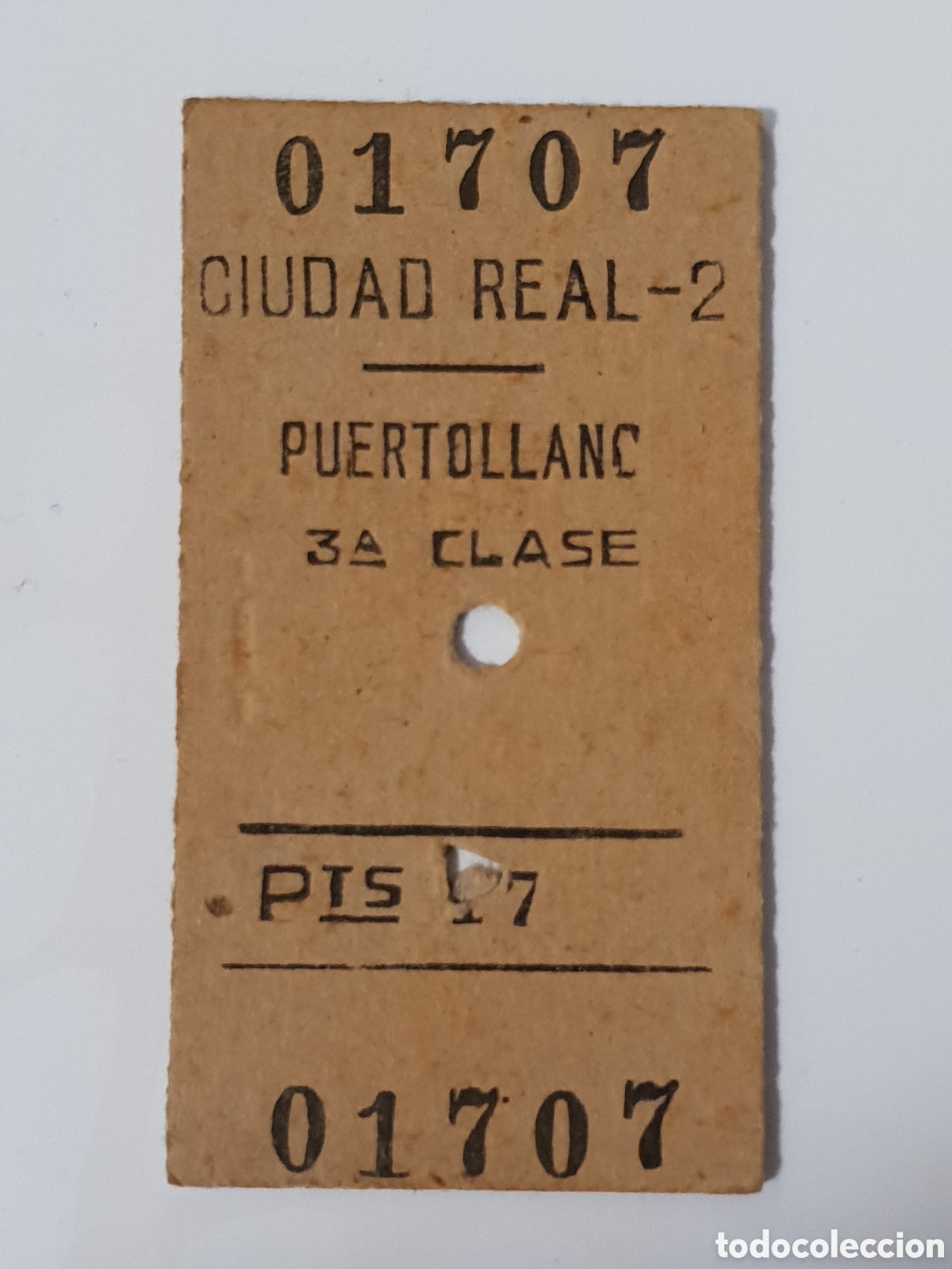 Collectionnisme Billets de transport: ■ BILLETE TREN .3&deg; CLASE. CIUDAD REAL - 2 - PUERTOLLANO