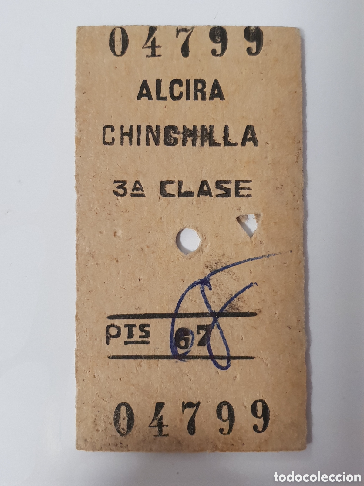 Collectionnisme Billets de transport: ■ BILLETE TREN .3&deg; CLASE. ALCIRA - CHINCHILLA