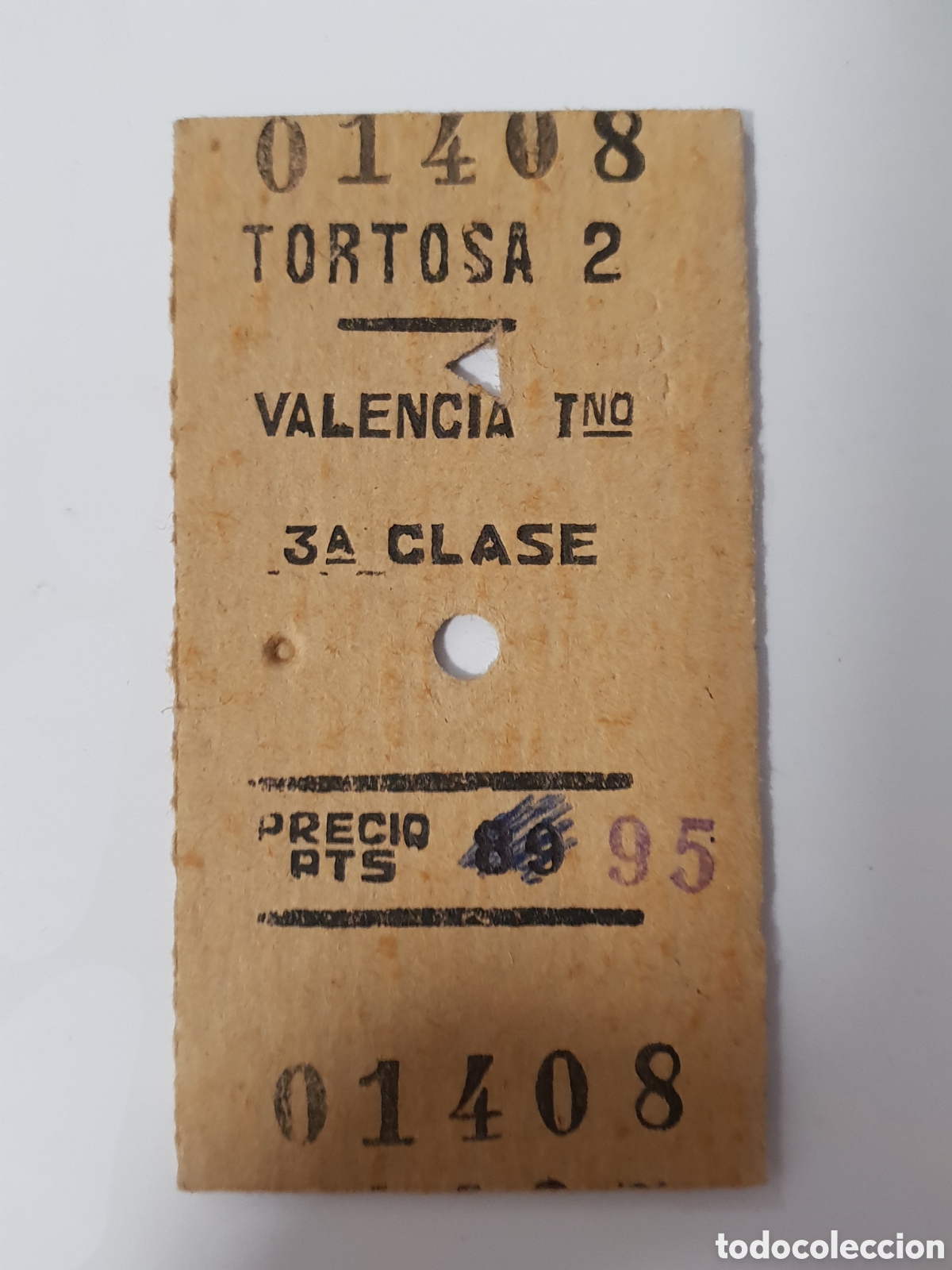 Collectionnisme Billets de transport: ■ BILLETE TREN .3&deg; CLASE. TORTOSA 2 - VALENCIA