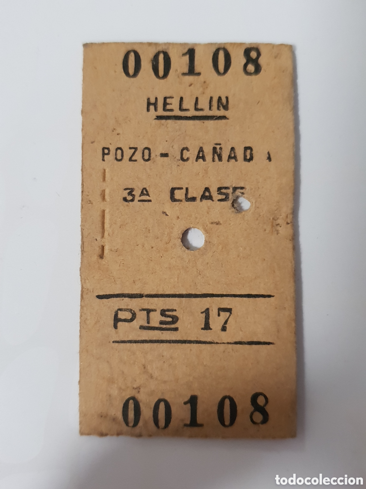 Collectionnisme Billets de transport: ■ BILLETE TREN .3&deg; CLASE. HELLIN - POZO-CA&Ntilde;ADA