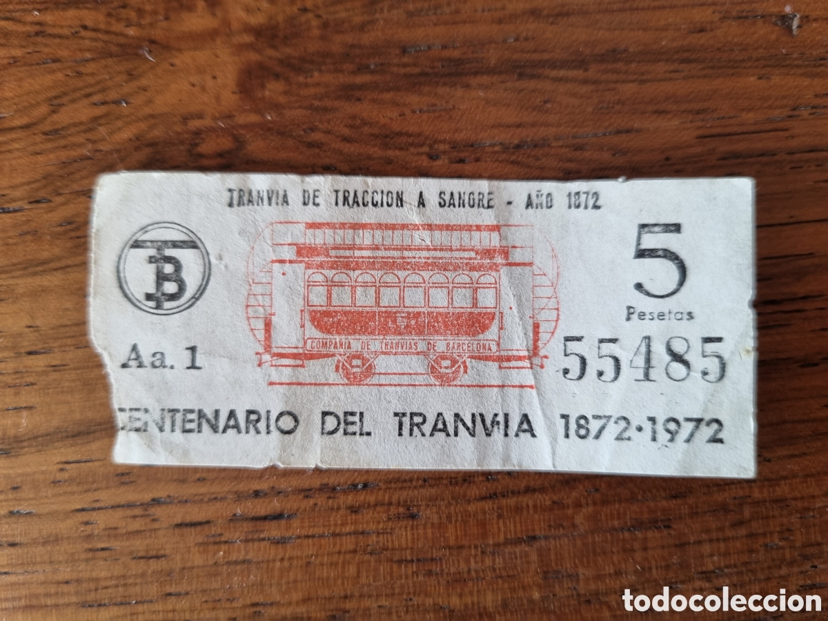 Collectionnisme Billets de transport: Billete antiguo de tranvia de Barcelona. 1972. Centenario del tranv&iacute;a (1872-1972).