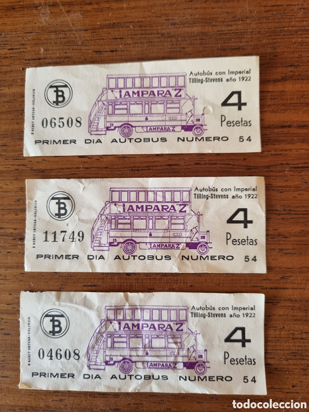 Colecionismos Bilhetes de Transporte: Billetes antiguos autob&uacute;s. L&iacute;nea 54. Primer d&iacute;a autob&uacute;s. Principios 1970.