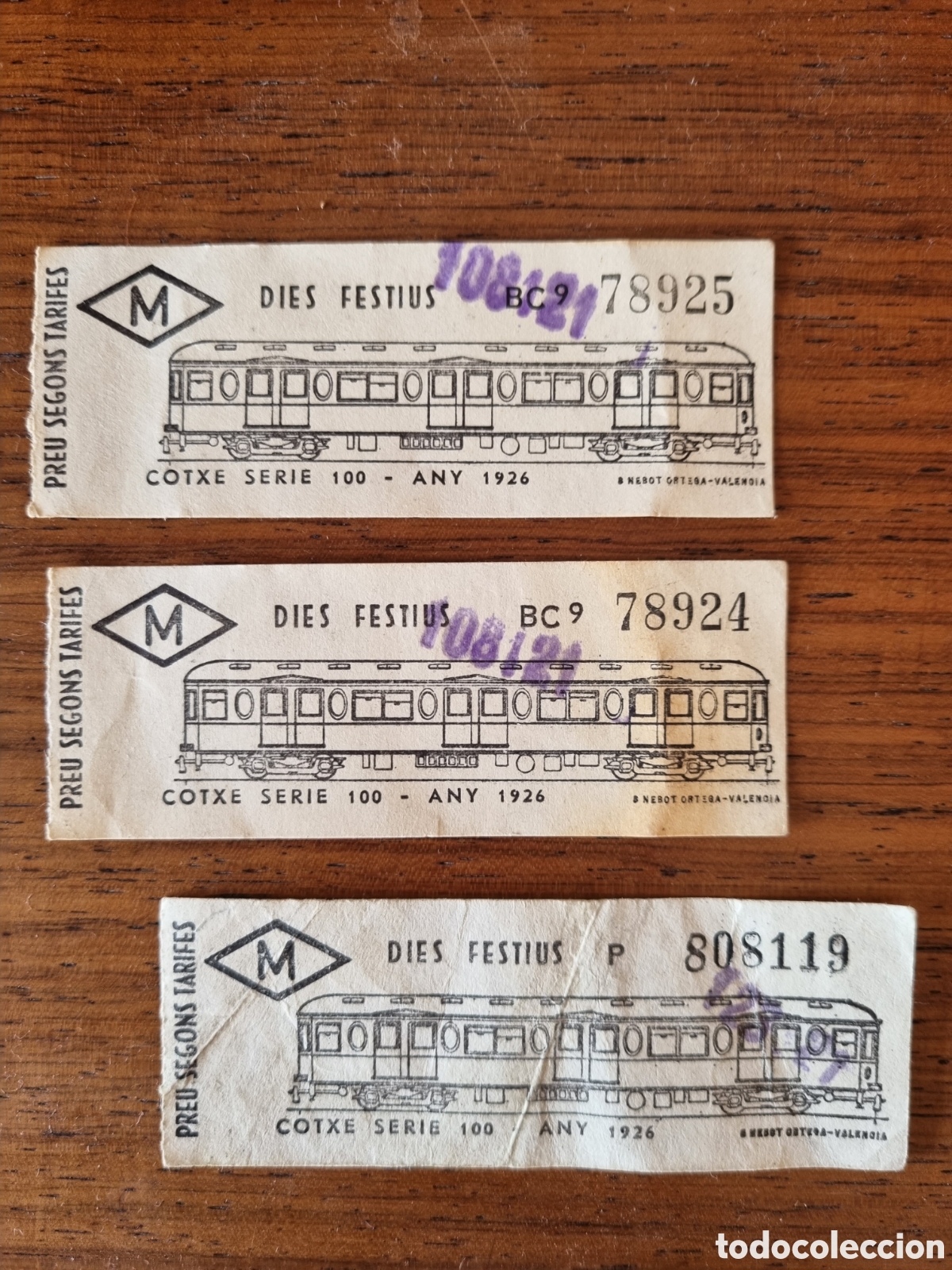 Collectionnisme Billets de transport: Billetes antiguos del metro de Barcelona. Serie 100. Dos correlativos.