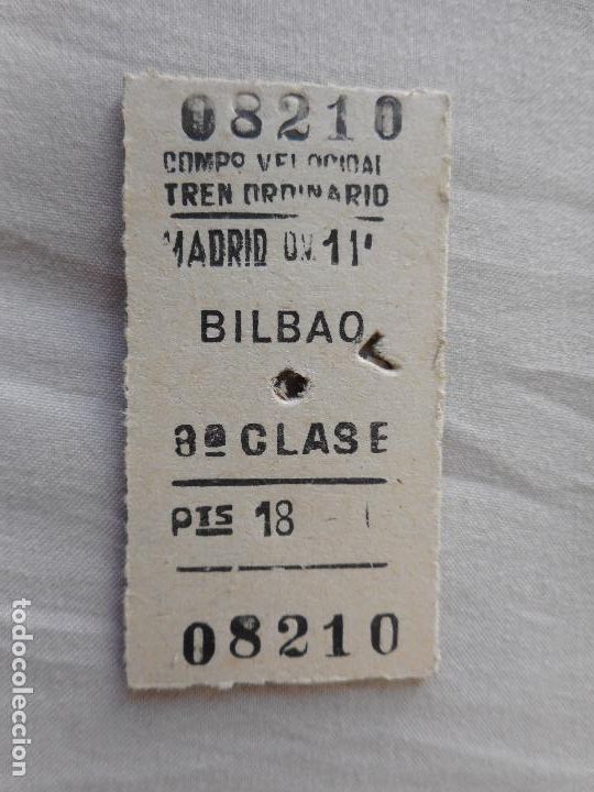 Collectionnisme Billets de transport: ANTIGUO BILLETE TREN MADRID - BILBAO 3&ordf; CLASE 1959