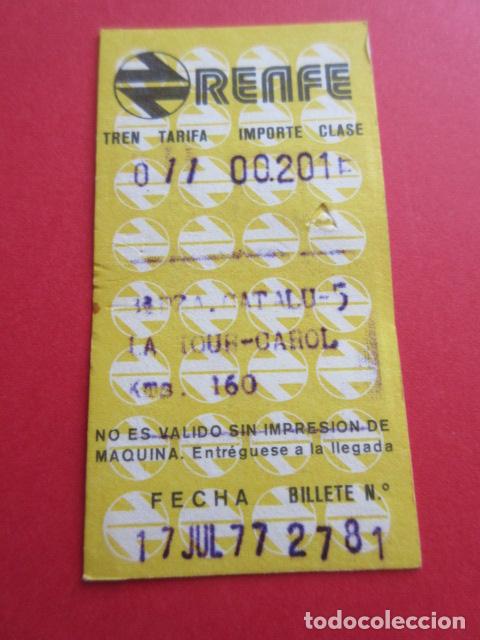 Collectionnisme Billets de transport: BILLETE RENFE HUGIN - PLZA CATALU-5 LA TOUR DE CAROL KMS 160 - OJO TODOS DIFERENTES REF: HUG01