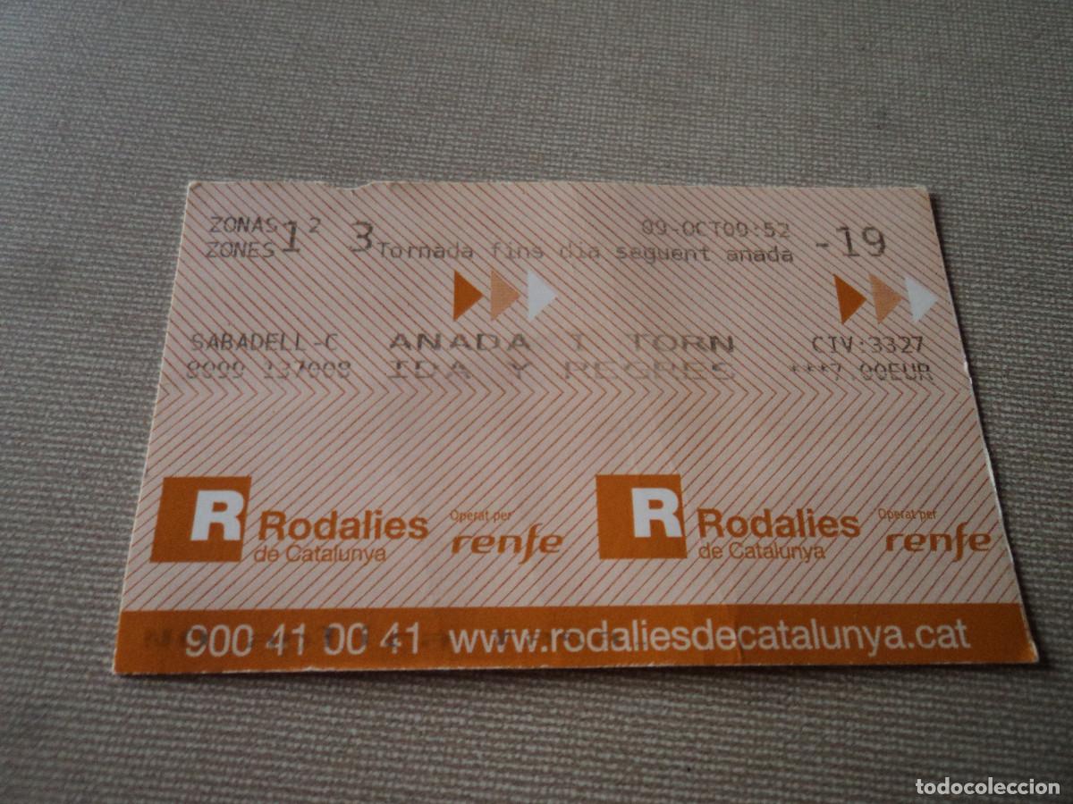 Collectionnisme Billets de transport: TARJETA RODALIES DE RENFE, SABADELL ANADA Y TORNADA, ZONAS 1, 2 Y 3