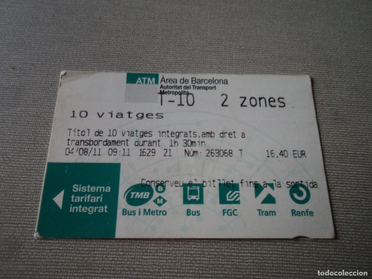 Collectionnisme Billets de transport: TARJETA ATM, BARCELONA, T 10, 2 ZONES