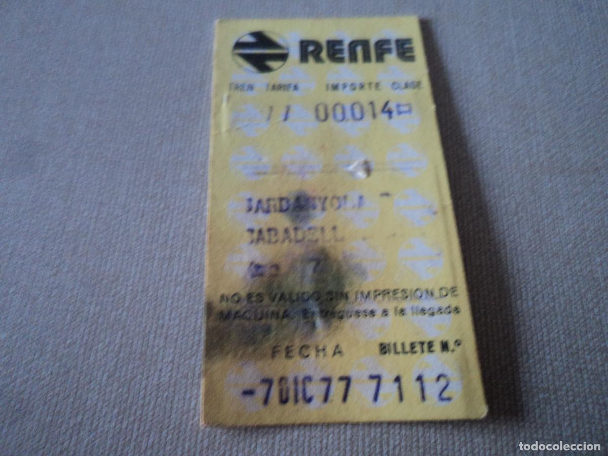 Coleccionismo Billetes de transporte: BILLETE DE TREN RENFE 1977, SARDANYOLA - SABADELL, CAPICUA 7112