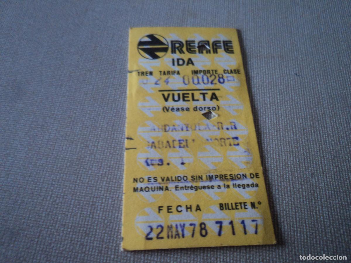 Coleccionismo Billetes de transporte: BILLETE DE TREN RENFE 1978, SARDANYOLA - SABADELL, CAPICUA 7117