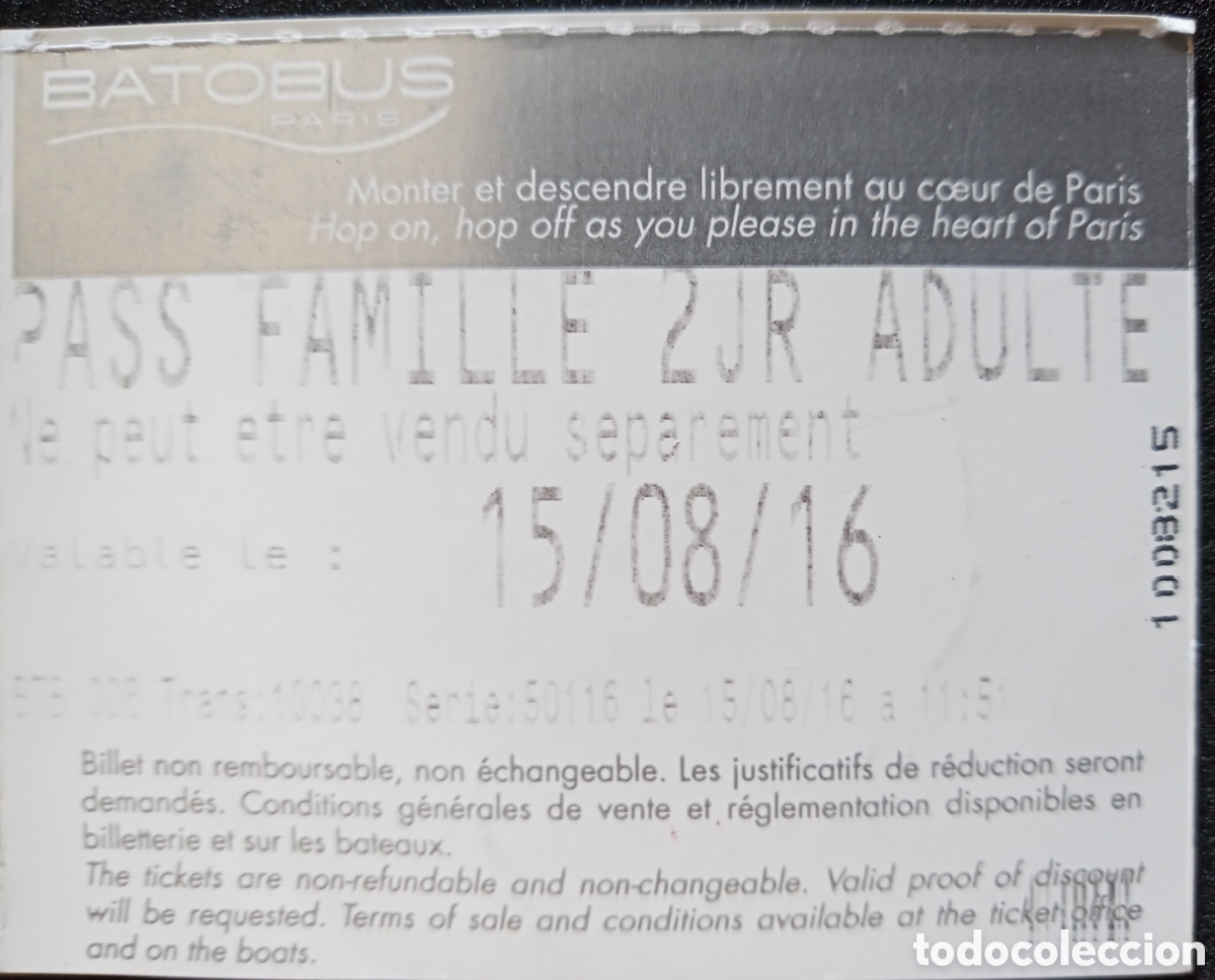 Sammeln von Fahrkarten: TICKET BATOBUS. PARIS
