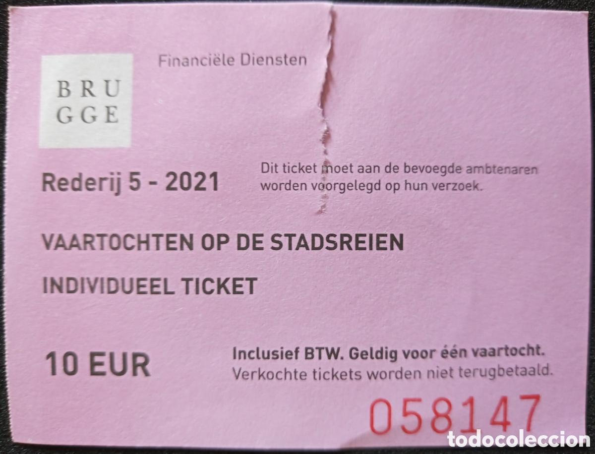 Sammeln von Fahrkarten: TICKET PASE&Oacute; BARCO POR BRUJAS. B&Eacute;LGICA