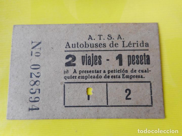 Sammeln von Fahrkarten: ANTIGUO BILLETE AUTOBUSES LERIDA ATSA 2 VIAJES 1 PESETA