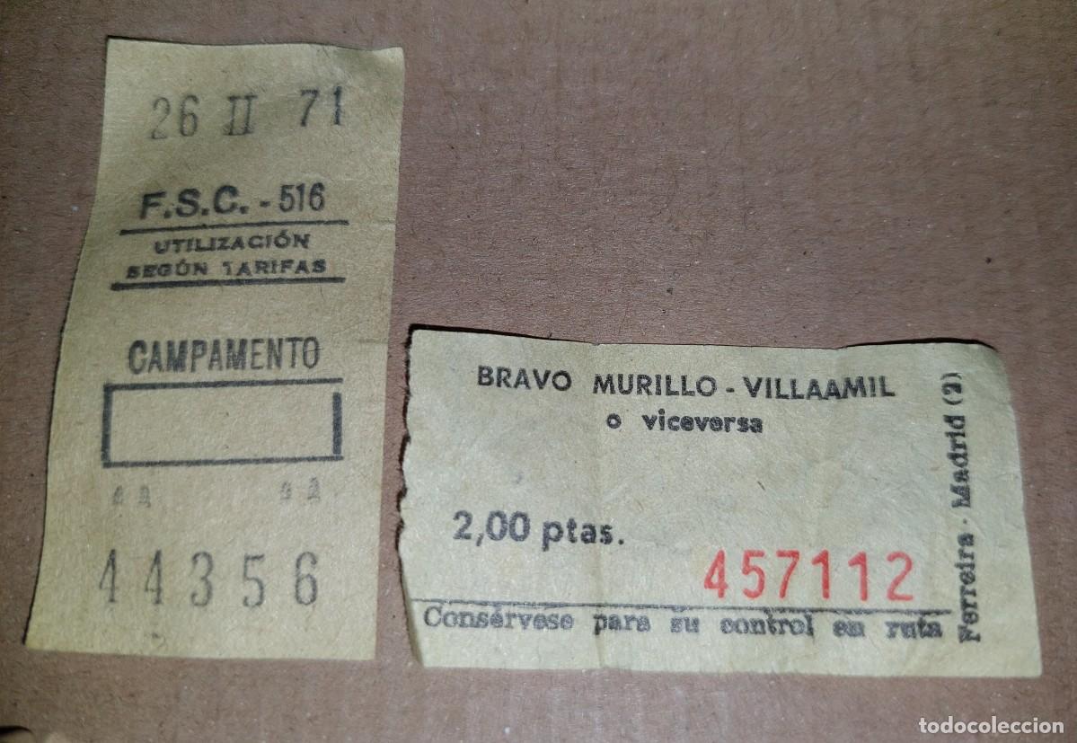 Collectables Transport Tickets: 2 boletos autob&uacute;s. A&ntilde;os 70. Madrid, Campamento, Bravo Murillo, Villaamil. 2 pesetas