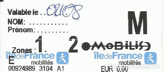 Collectionnisme Billets de transport: Billete metro Par&iacute;s. 02-08-2023. 6,5x3 cm. Par&iacute;s. Francia.