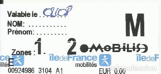 Collectionnisme Billets de transport: Billete metro Par&iacute;s. 02-08-2023. 6,5x3 cm. Par&iacute;s. Francia.
