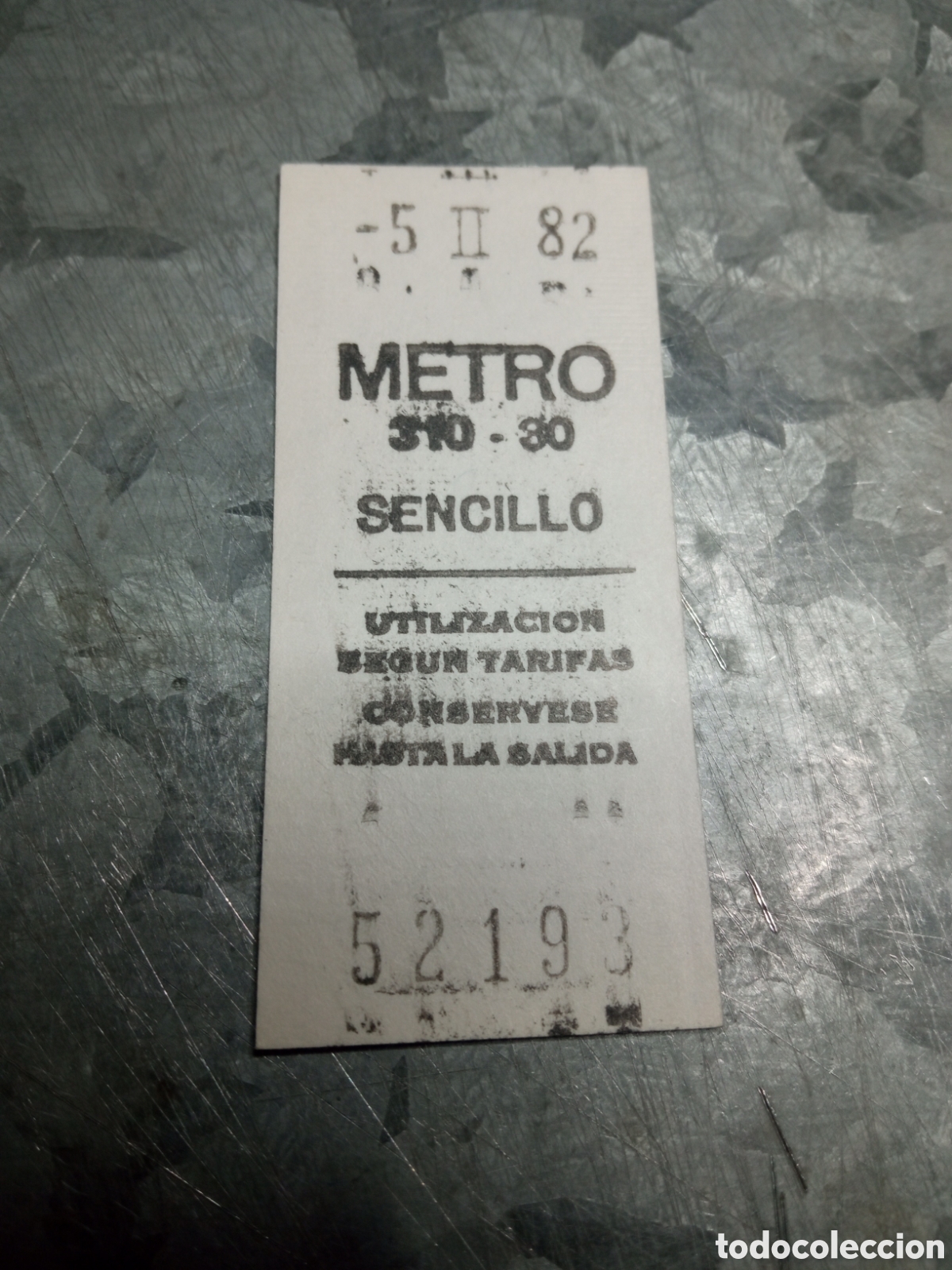 Collectionnisme Billets de transport: Billete metro de Madrid a&ntilde;o 1982 parada 310 - 30