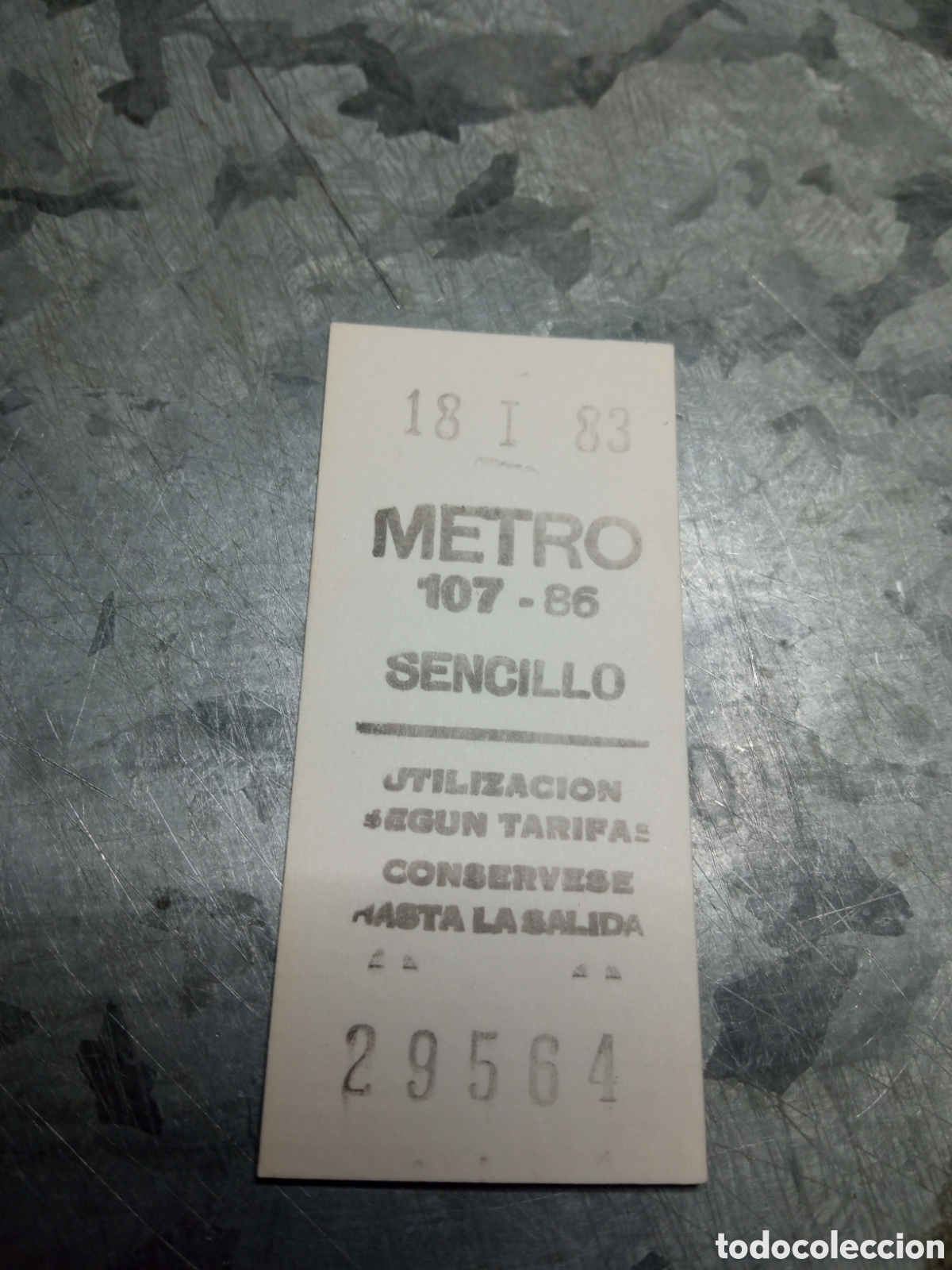 Collectionnisme Billets de transport: Billete metro de Madrid a&ntilde;o 1983 parada 107 - 86