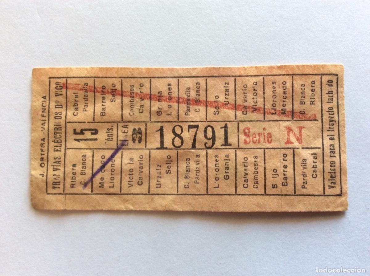 Sammeln von Fahrkarten: ANTIGUO BILLETE 15 C&Eacute;NTIMOS DE PESETA TRANV&Iacute;AS EL&Eacute;CTRICOS DE VIGO PONTEVEDRA