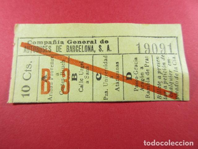 Sammeln von Fahrkarten: ref: ALB-13 (1) - BILLETE CAPICUA 19091 - COMPA&Ntilde;IA GENERAL AUTOBUSES DE BARCELONA (VER TRAYECTOS)