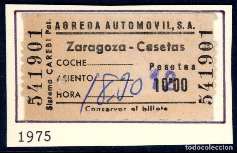 Collectionnisme Billets de transport: BILLETE DE AGREDA AUTOMOVILES / ZARAGOZA - CASETAS / LG9-4