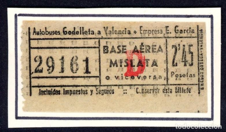 Collectionnisme Billets de transport: BILLETE DE AUT. GODALLETA A VALENCIA / BASE AEREA MISLATA / LG9-7