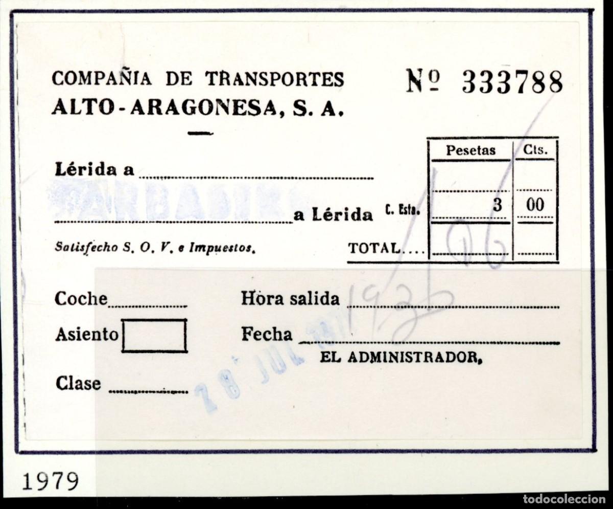 Coleccionismo Billetes de transporte: BILLETE DE AUTO ARAGONESA / 1979 / LG9.21